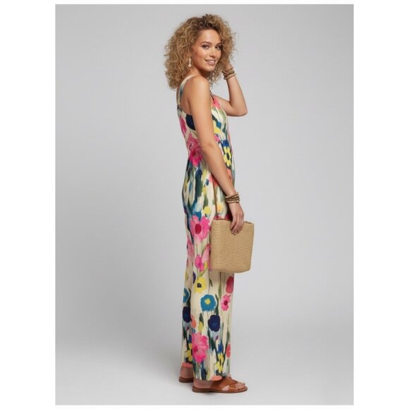 Boho Floral Print Wide-Leg Jumpsuit - Picture 3 of 7